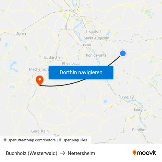 Buchholz (Westerwald) to Nettersheim map
