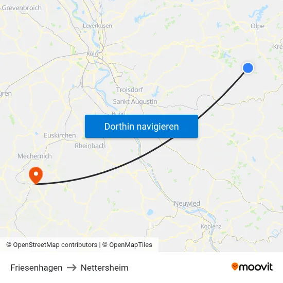Friesenhagen to Nettersheim map