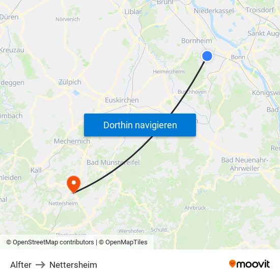 Alfter to Nettersheim map