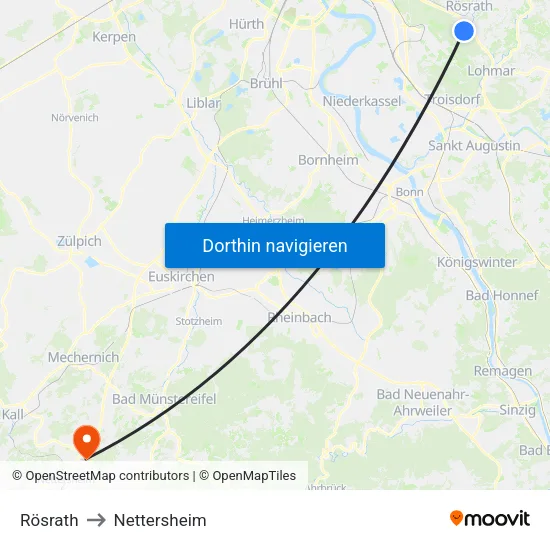Rösrath to Nettersheim map