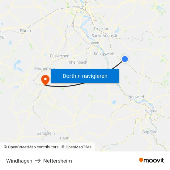 Windhagen to Nettersheim map