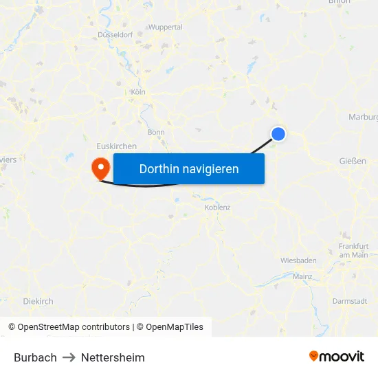 Burbach to Nettersheim map