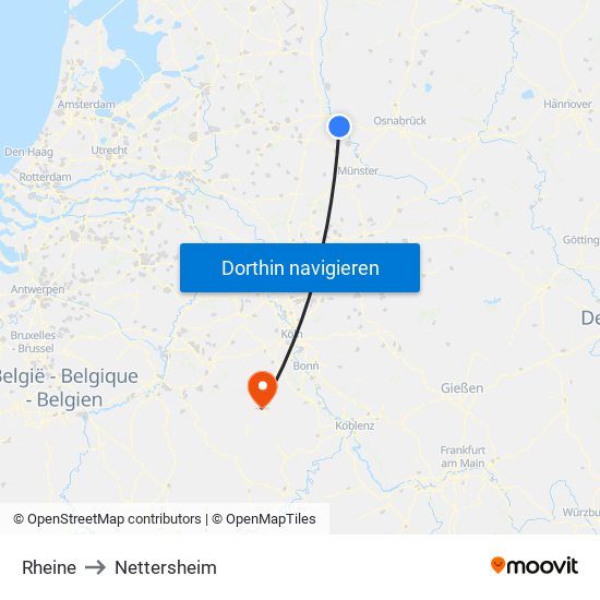 Rheine to Nettersheim map