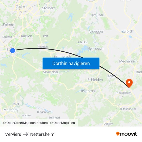 Verviers to Nettersheim map