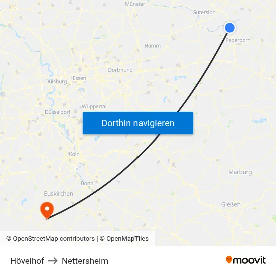 Hövelhof to Nettersheim map