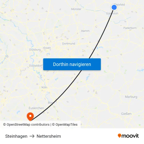 Steinhagen to Nettersheim map