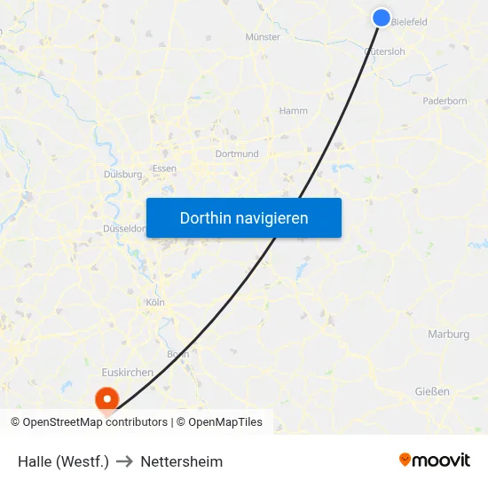 Halle (Westf.) to Nettersheim map