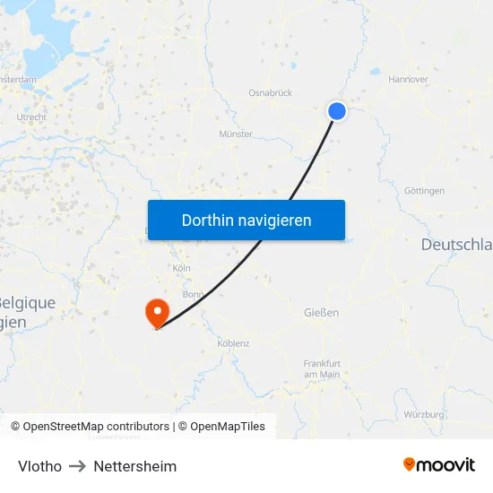 Vlotho to Nettersheim map