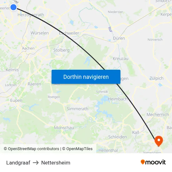 Landgraaf to Nettersheim map