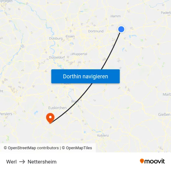 Werl to Nettersheim map
