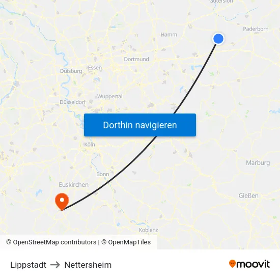 Lippstadt to Nettersheim map