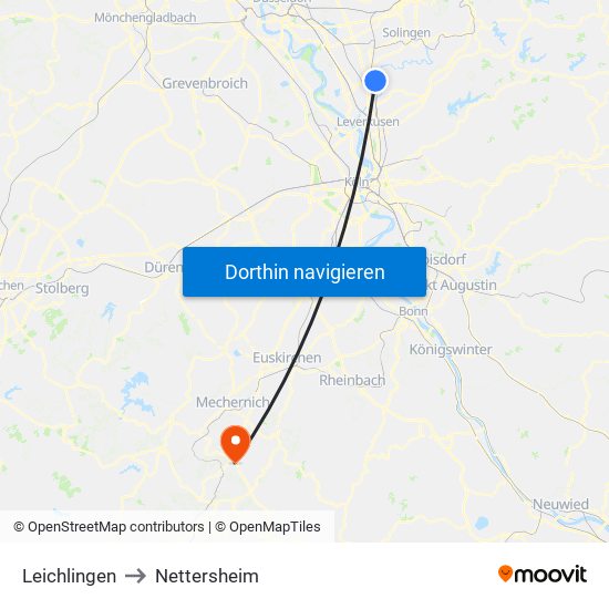 Leichlingen to Nettersheim map