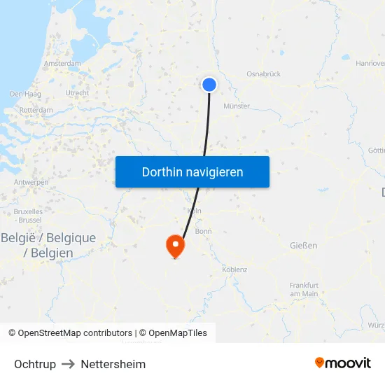Ochtrup to Nettersheim map