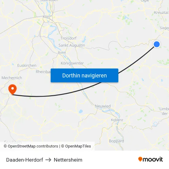 Daaden-Herdorf to Nettersheim map