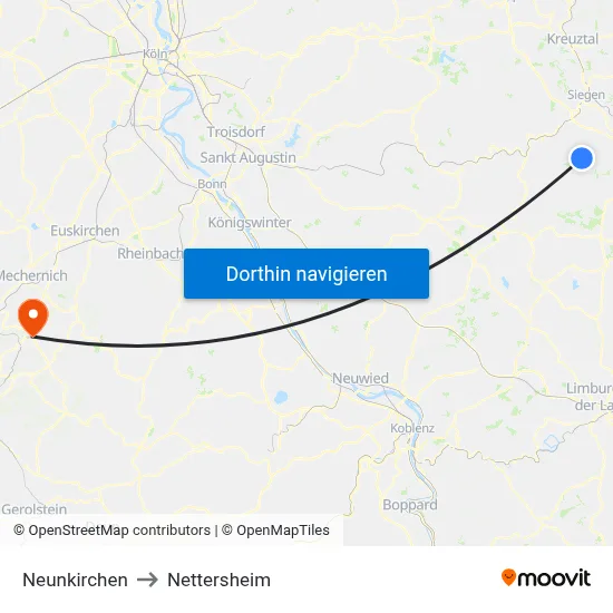 Neunkirchen to Nettersheim map