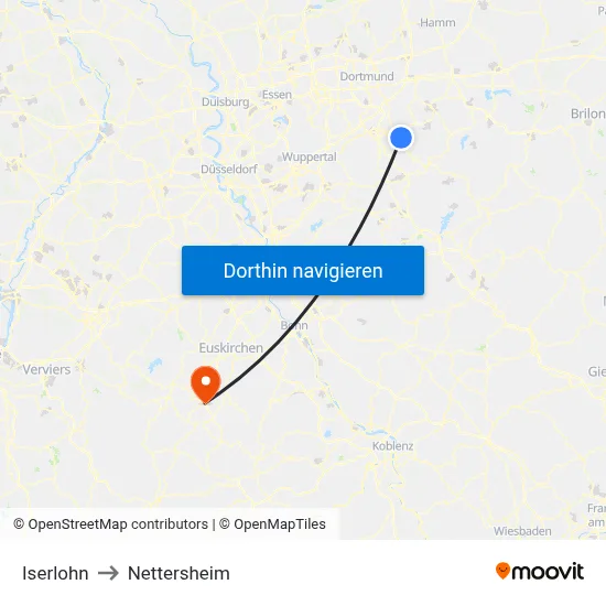 Iserlohn to Nettersheim map