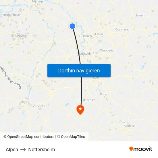 Alpen to Nettersheim map
