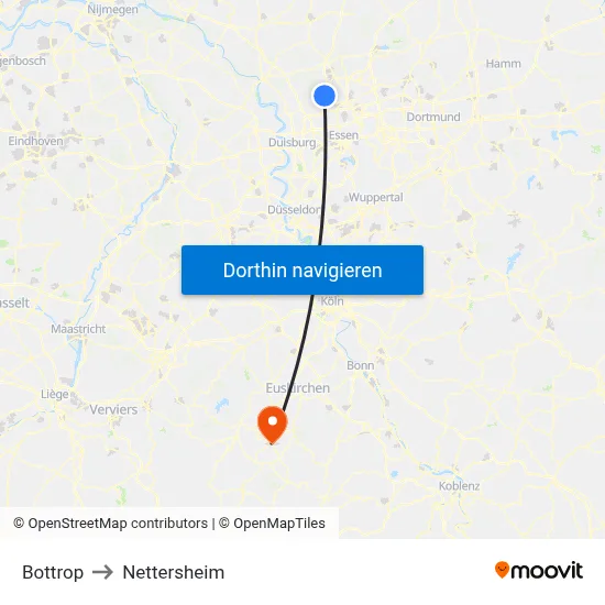 Bottrop to Nettersheim map