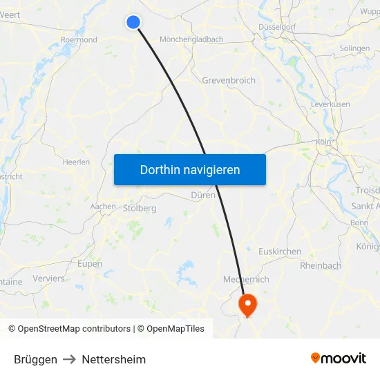 Brüggen to Nettersheim map