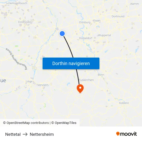 Nettetal to Nettersheim map