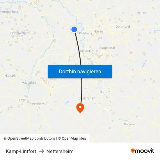 Kamp-Lintfort to Nettersheim map