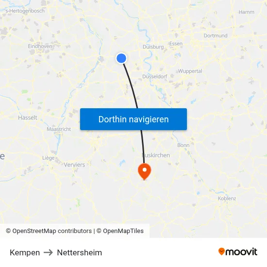 Kempen to Nettersheim map