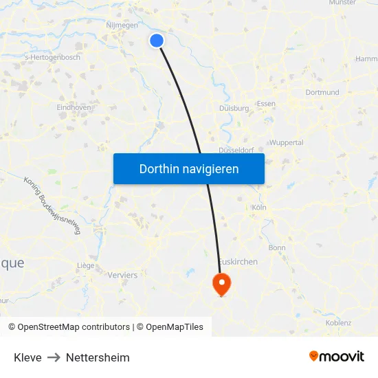 Kleve to Nettersheim map
