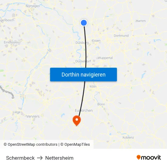 Schermbeck to Nettersheim map