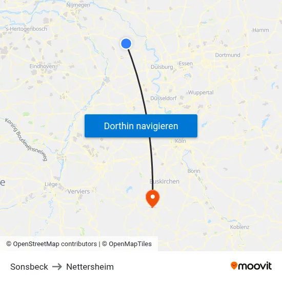 Sonsbeck to Nettersheim map