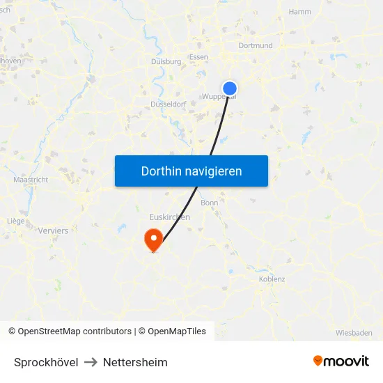 Sprockhövel to Nettersheim map