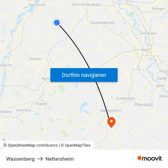 Wassenberg to Nettersheim map