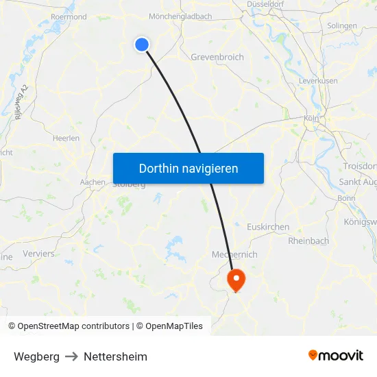 Wegberg to Nettersheim map