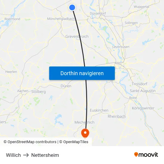 Willich to Nettersheim map
