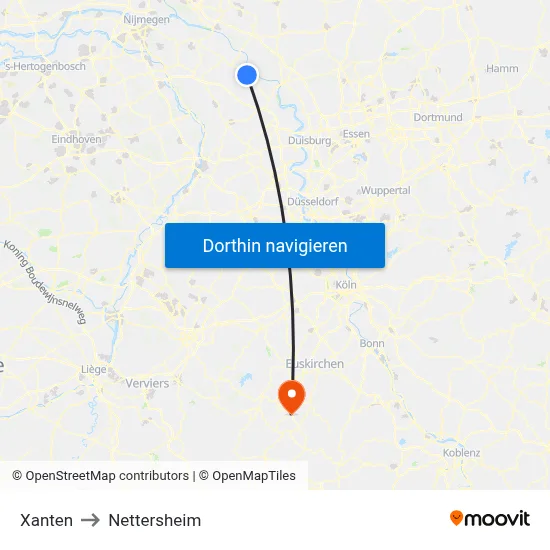 Xanten to Nettersheim map