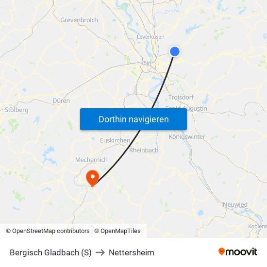 Bergisch Gladbach (S) to Nettersheim map