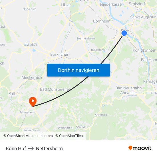 Bonn Hbf to Nettersheim map