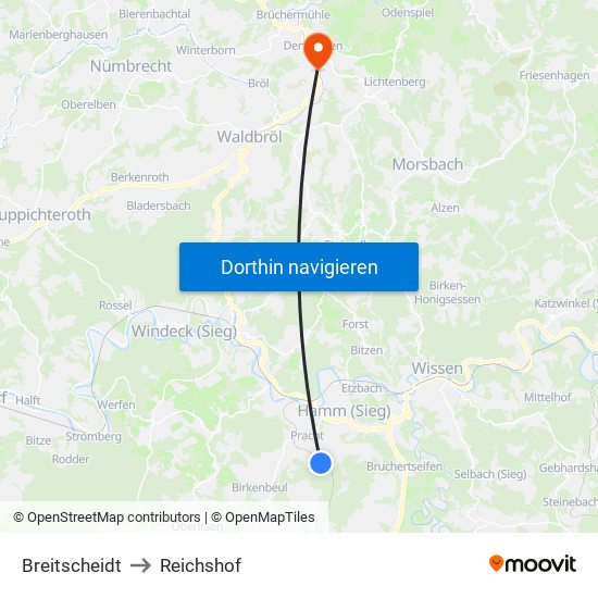 Breitscheidt to Reichshof map