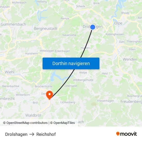 Drolshagen to Reichshof map