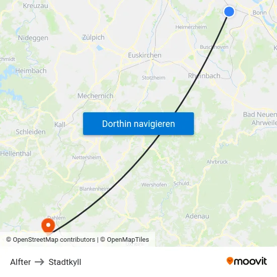 Alfter to Stadtkyll map