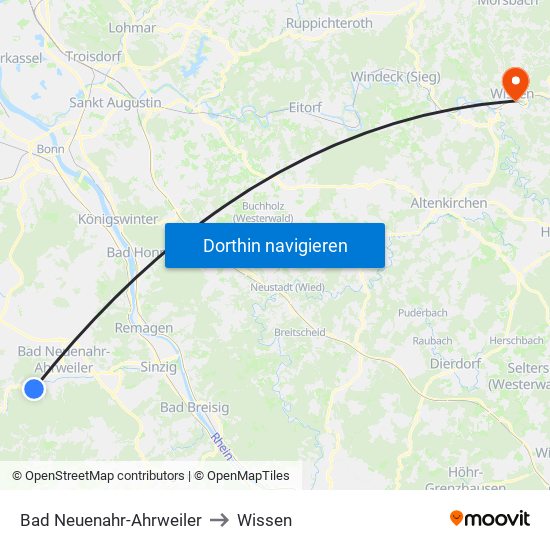 Bad Neuenahr-Ahrweiler to Wissen map