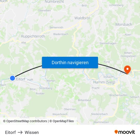 Eitorf to Wissen map
