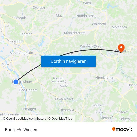 Bonn to Wissen map