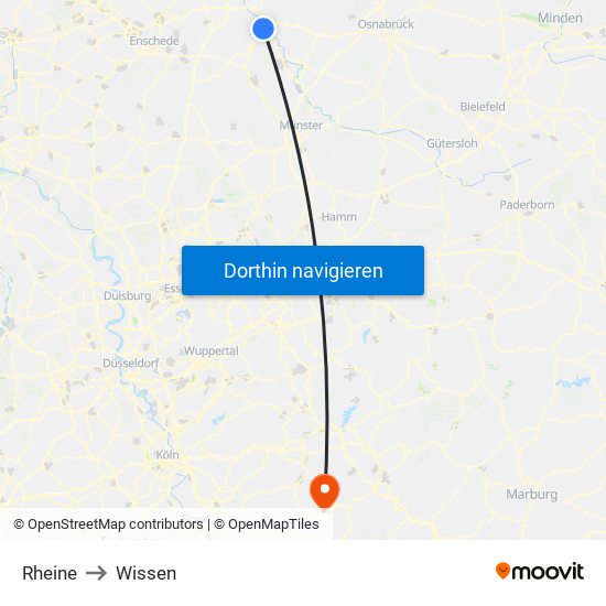 Rheine to Wissen map
