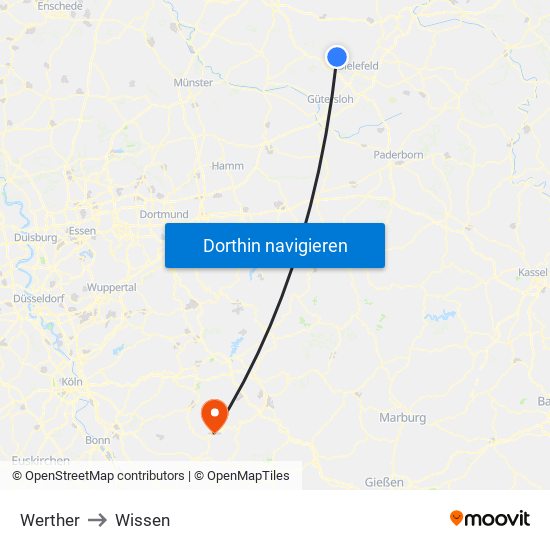 Werther to Wissen map