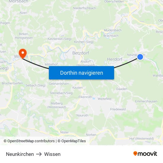 Neunkirchen to Wissen map