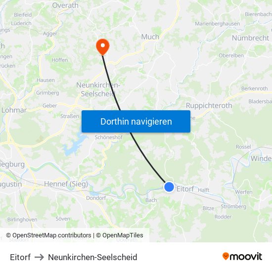 Eitorf to Neunkirchen-Seelscheid map