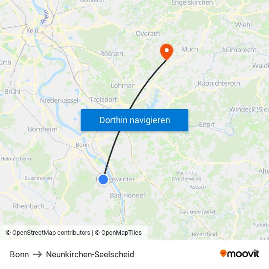 Bonn to Neunkirchen-Seelscheid map