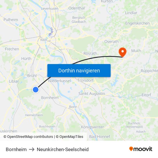 Bornheim to Neunkirchen-Seelscheid map