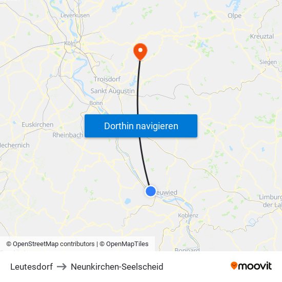 Leutesdorf to Neunkirchen-Seelscheid map