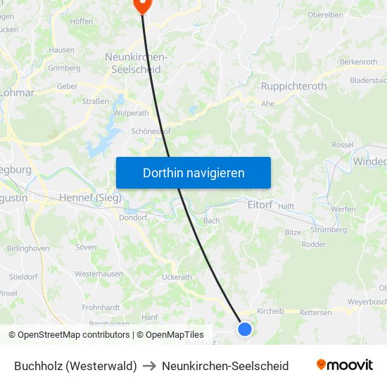 Buchholz (Westerwald) to Neunkirchen-Seelscheid map